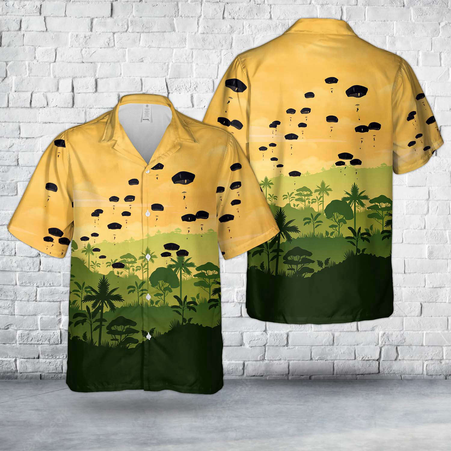 US Army Paratroopers from 1st Batallion, 503rd Infantry Regiment and 173rd Airborne Brigade Combat Team jumping from a C-130 Hercules at Rivolta Italian AFB, Italy Hawaiian Shirt Gift for Men Dad Father Gift for Men Dad Father