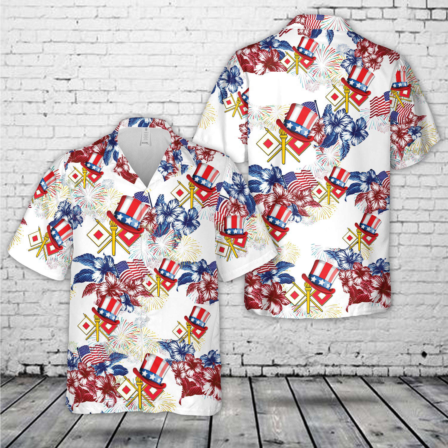 US Army Signal Corps (USASC) Branch Insignia, 4th Of July Hawaiian Shirt Gift for Men Dad Father Gift for Men Dad Father
