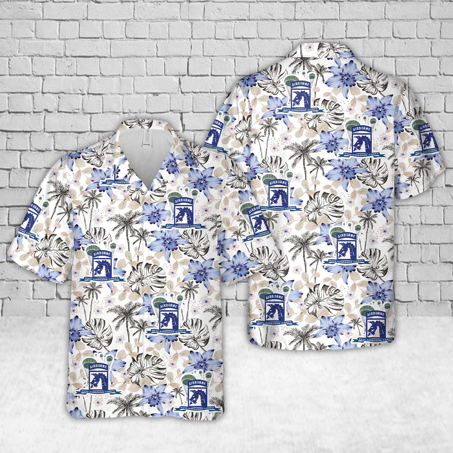 US Army XVIII Airborne Corps With Parachute Ribbon Hawaiian Shirt Gift for Men Dad Father Gift for Men Dad Father