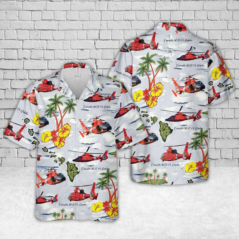 US Coast Guard Helicopter Hawaiian Shirt Gift for Men Dad Father Gift for Men Dad Father