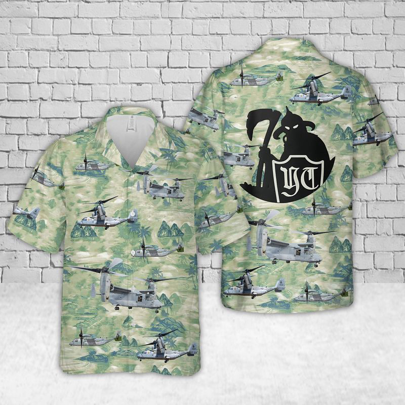 US Marine Corps MV-22B Osprey Of Marine Medium Tiltrotor Squadron 164 (VMM-164) Hawaiian Shirt Gift for Men Dad Father Gift for Men Dad Father