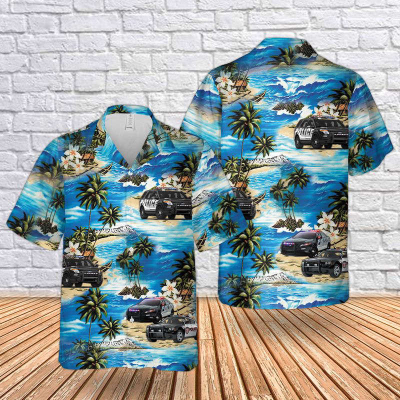 US Police Cars Tropical Hawaiian Shirt Gift for Men Dad Father Gift for Men Dad Father