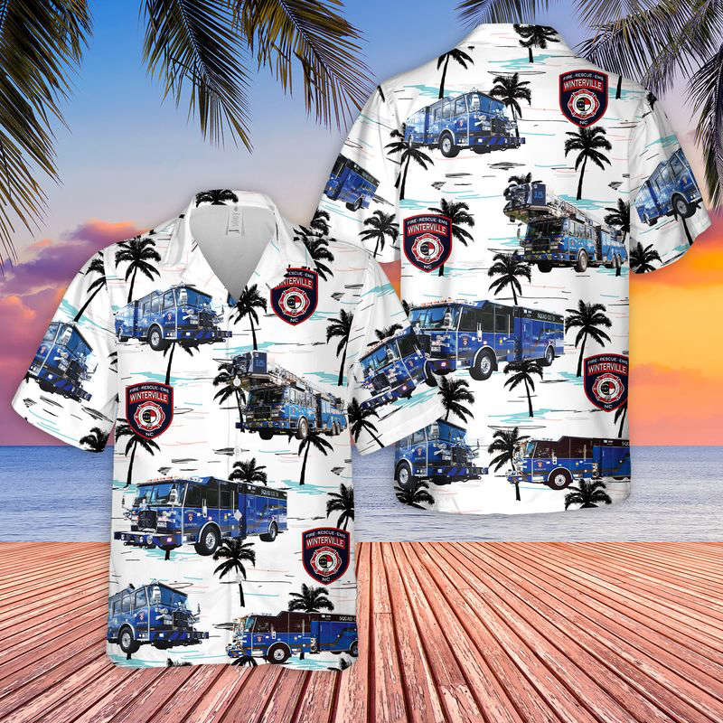 US Winterville Fire-Rescue-EMS Hawaiian Shirt Gift for Men Dad Father Gift for Men Dad Father