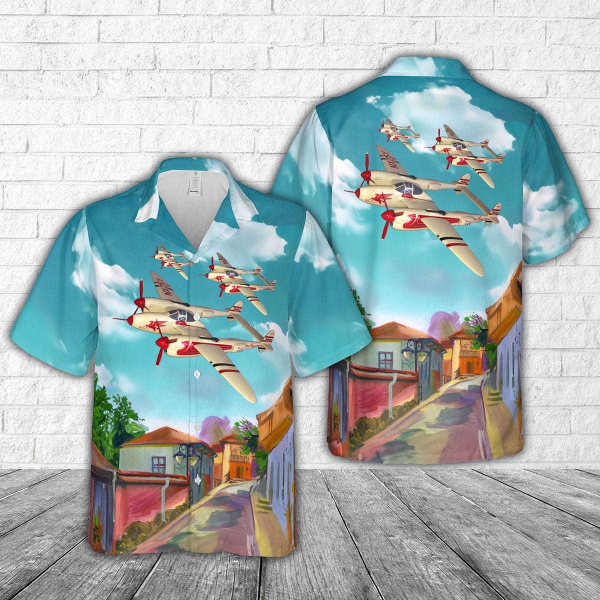 USAAF fighter plane WWII Lockheed P-38 Lightning Race Plane Hawaiian Shirt Gift for Men Dad Father Gift for Men Dad Father