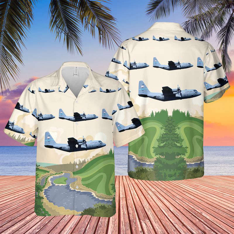 USAF Delaware Air National Guard 166th Airlift Wing C-130 Hercules Hawaiian Shirt Gift for Men Dad Father Gift for Men Dad Father
