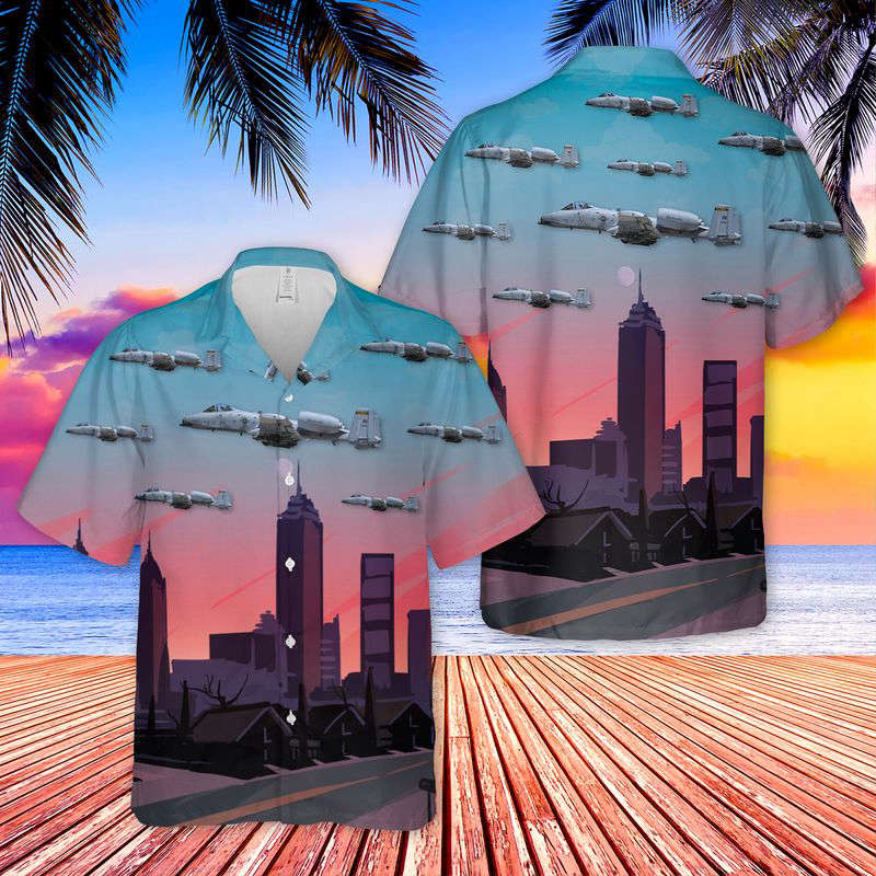USAF Indiana Air National Guard 122nd Fighter Wing Fairchild Republic A-10 Thunderbolt II Hawaiian Shirt Gift for Men Dad Father Gift for Men Dad Father