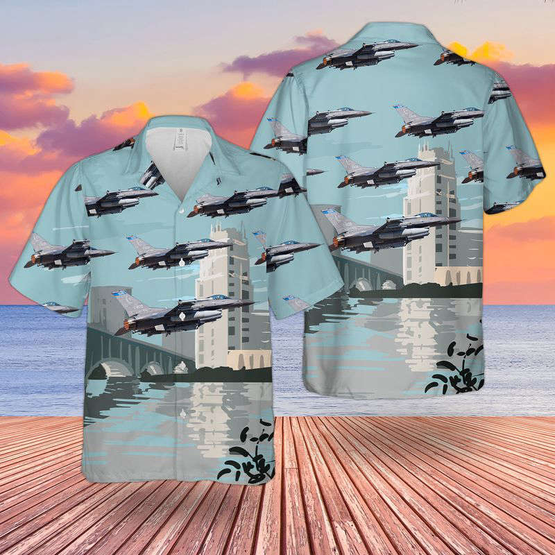 USAF Minnesota Air National Guard 148th Fighter Wing F-16 Fighting Falcon Hawaiian Shirt Gift for Men Dad Father Gift for Men Dad Father