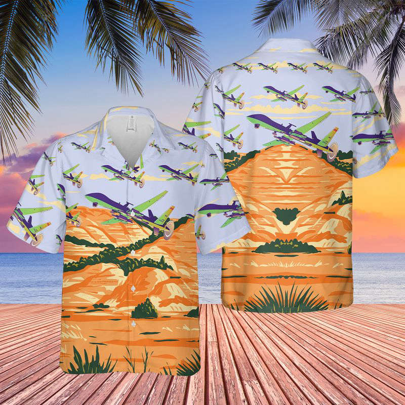 USAF North Dakota Air National Guard 178th Reconnaissance Squadron MQ-9 Reaper Hawaiian Shirt Gift for Men Dad Father Gift for Men Dad Father