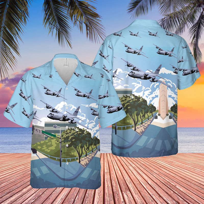 USAF Texas Air National Guard 136th Airlift Wing C-130H Hercules Hawaiian Shirt Gift for Men Dad Father Gift for Men Dad Father