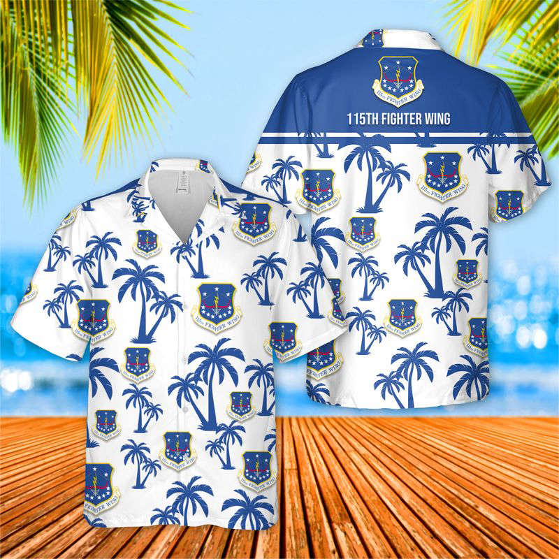 USAF Wisconsin Air National Guard 115th Fighter Wing Hawaiian Shirt Gift for Men Dad Father Gift for Men Dad Father