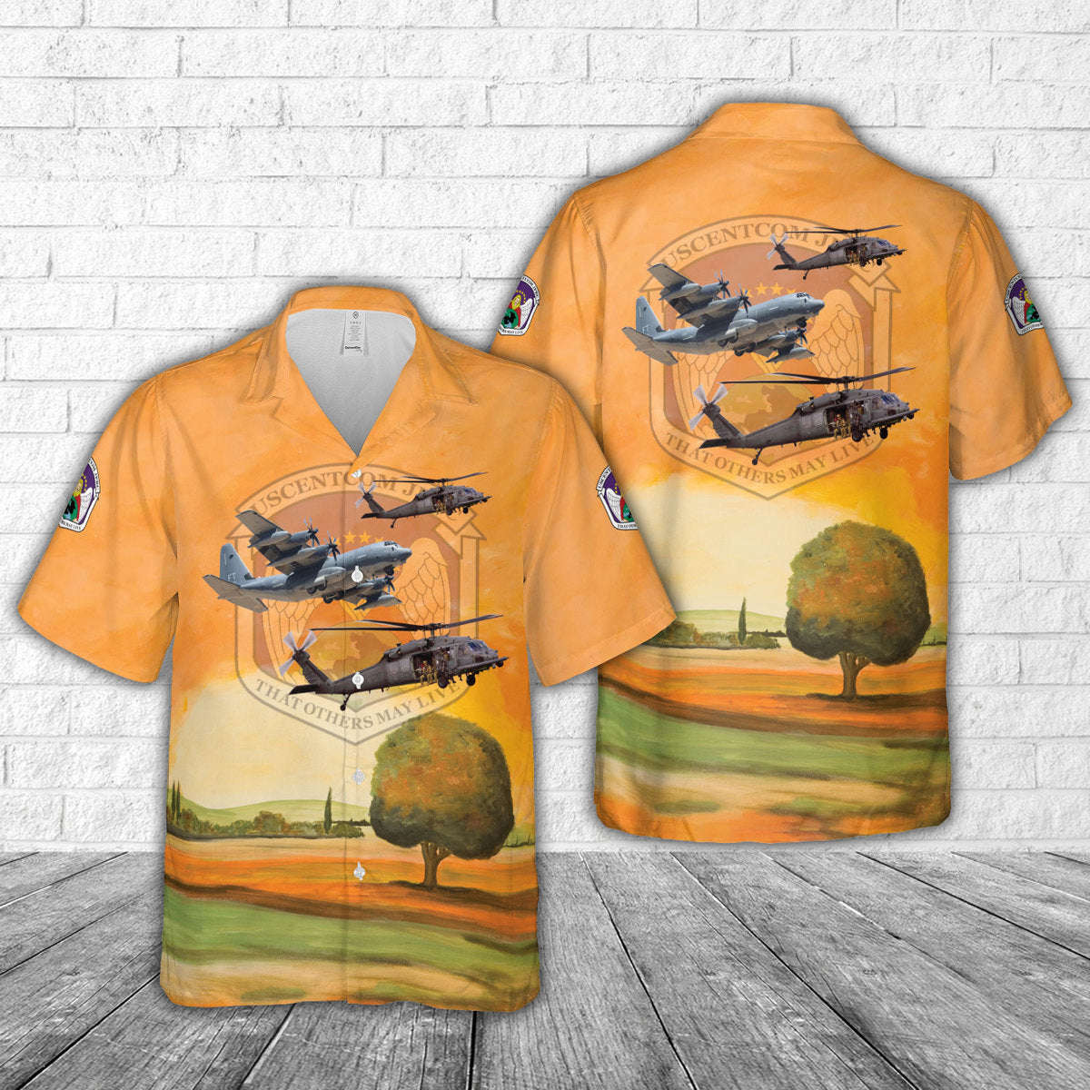 USCENTCOM JPRC And HH-60 Helicopter And HC-130J Hawaiian Shirt Gift for Men Dad Father Gift for Men Dad Father