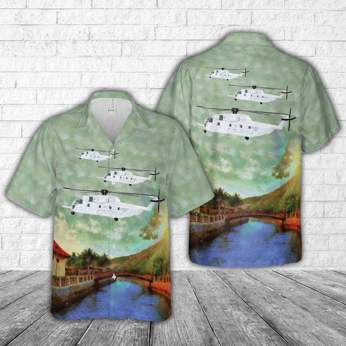 USMC Marine Medium Tiltrotor Squadron 363 (VMM-363) Lucky Red Lions CH-53D03 Hawaiian Shirt Gift for Men Dad Father Gift for Men Dad Father