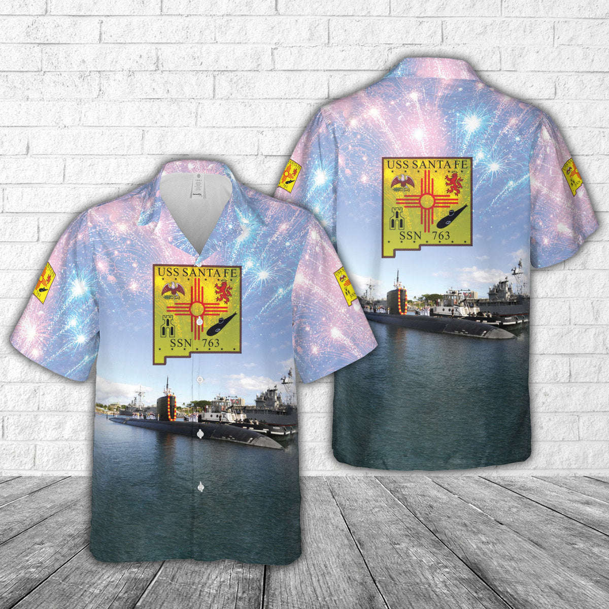 USS Santa Fe (SSN-763) Attack Submarine, 4th Of July Hawaiian Shirt Gift for Men Dad Father Gift for Men Dad Father
