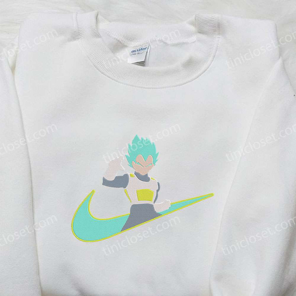 Vegeta Super Saiyan x Nike Swoosh Anime Embroidered Hoodie & Dragon Ball Shirt Nike Inspired Limited Edition