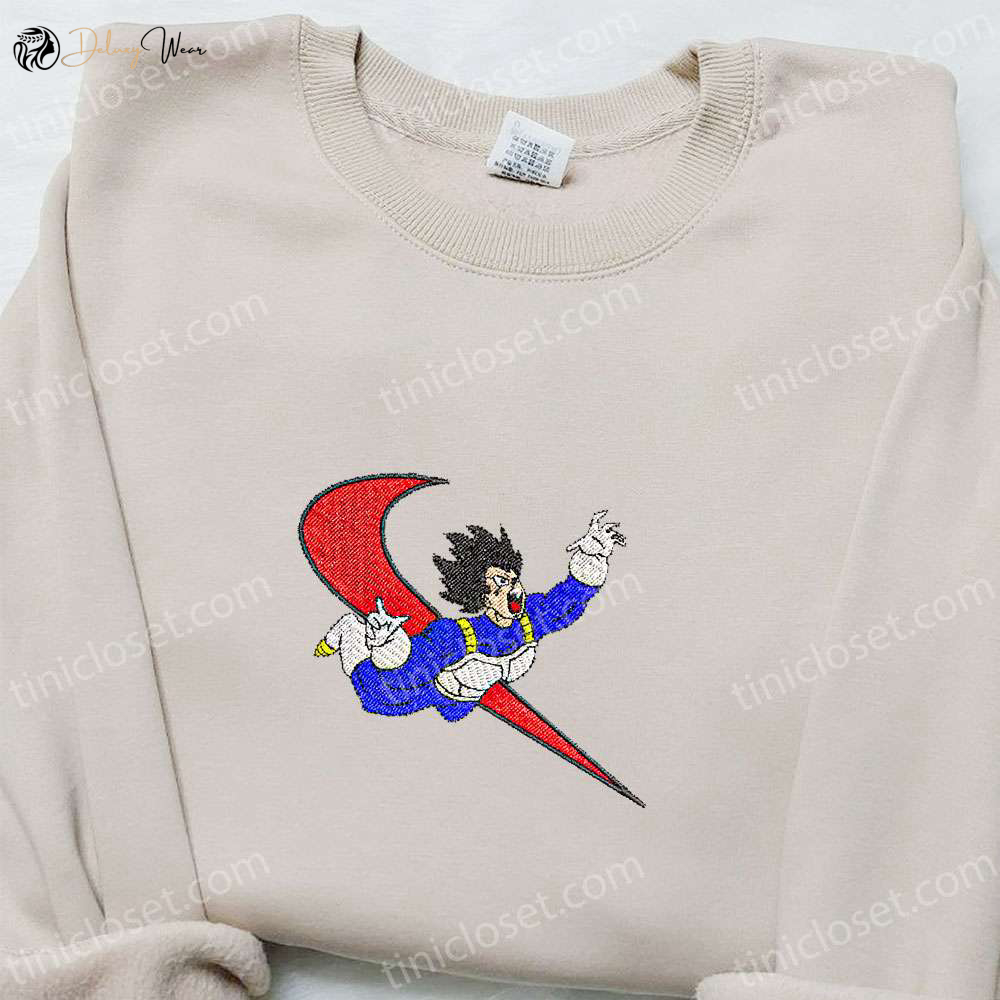 Dragon Ball Embroidered Sweatshirt Vegeta x Swoosh Anime Shirt: Perfect Family Gift Ideas