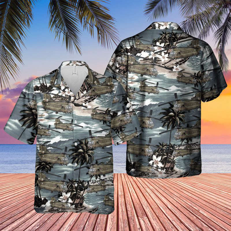 Vietnam Era CH-47 Chinook Helicopter Hawaiian Shirt Gift for Men Dad Father Gift for Men Dad Father