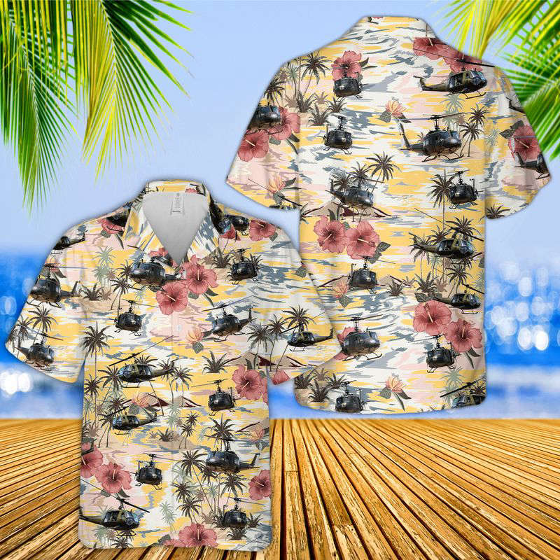 Vietnam Era UH-1 Huey Helicopter Hawaiian Shirt Gift for Men Dad Father Gift for Men Dad Father