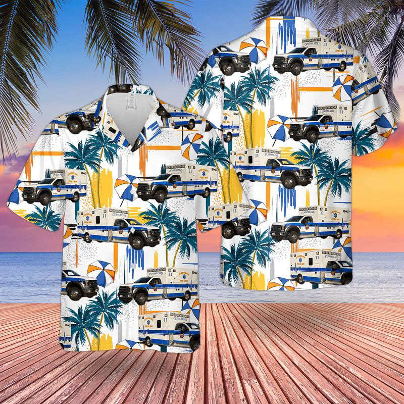 Virginia Cumberland County Fire and EMS Hawaiian Shirt Gift for Men Dad Father Gift for Men Dad Father