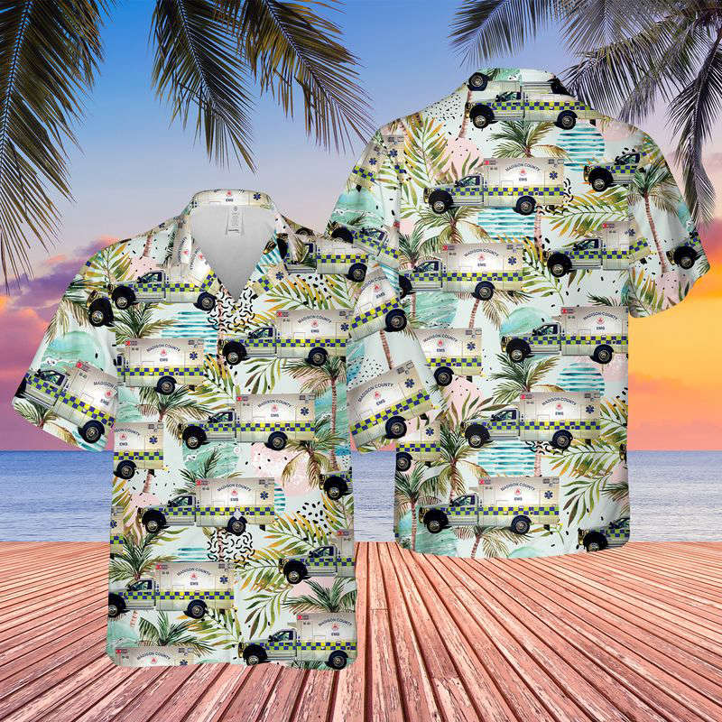Virginia Madison County EMS Hawaiian Shirt Gift for Men Dad Father Gift for Men Dad Father