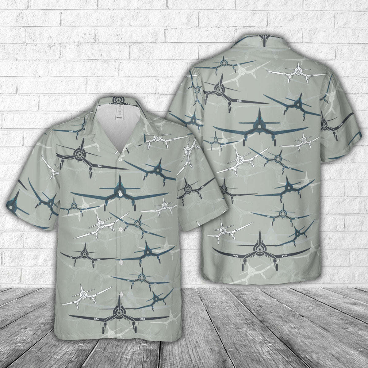 Vought F4U-1 Corsair Fighter Aircraft silhouette Hawaiian Shirt Gift for Men Dad Father Gift for Men Dad Father