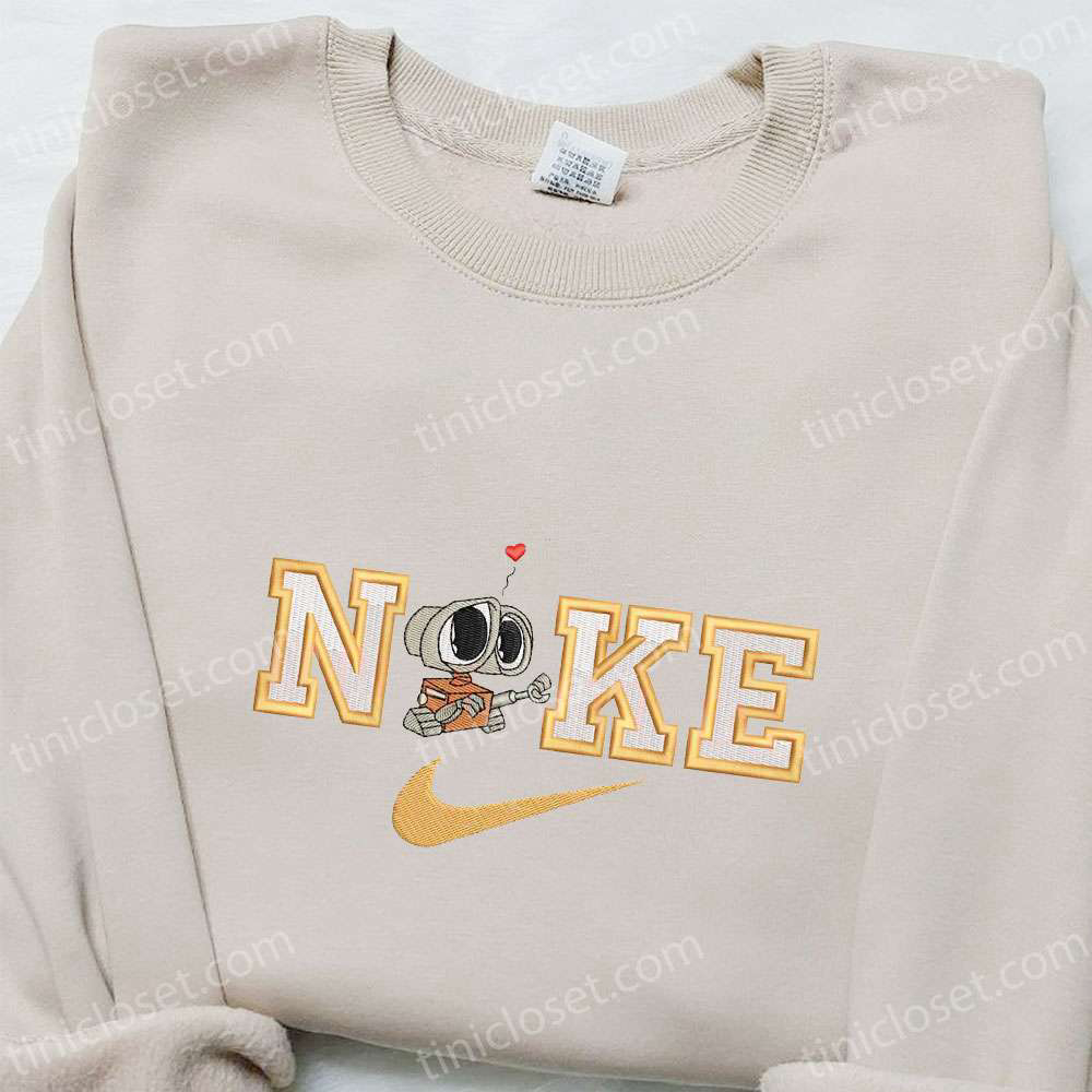 Wall-E x Swoosh Cartoon Hoodie: Disney Characters Embroidered Shirt Best Family Gift Ideas