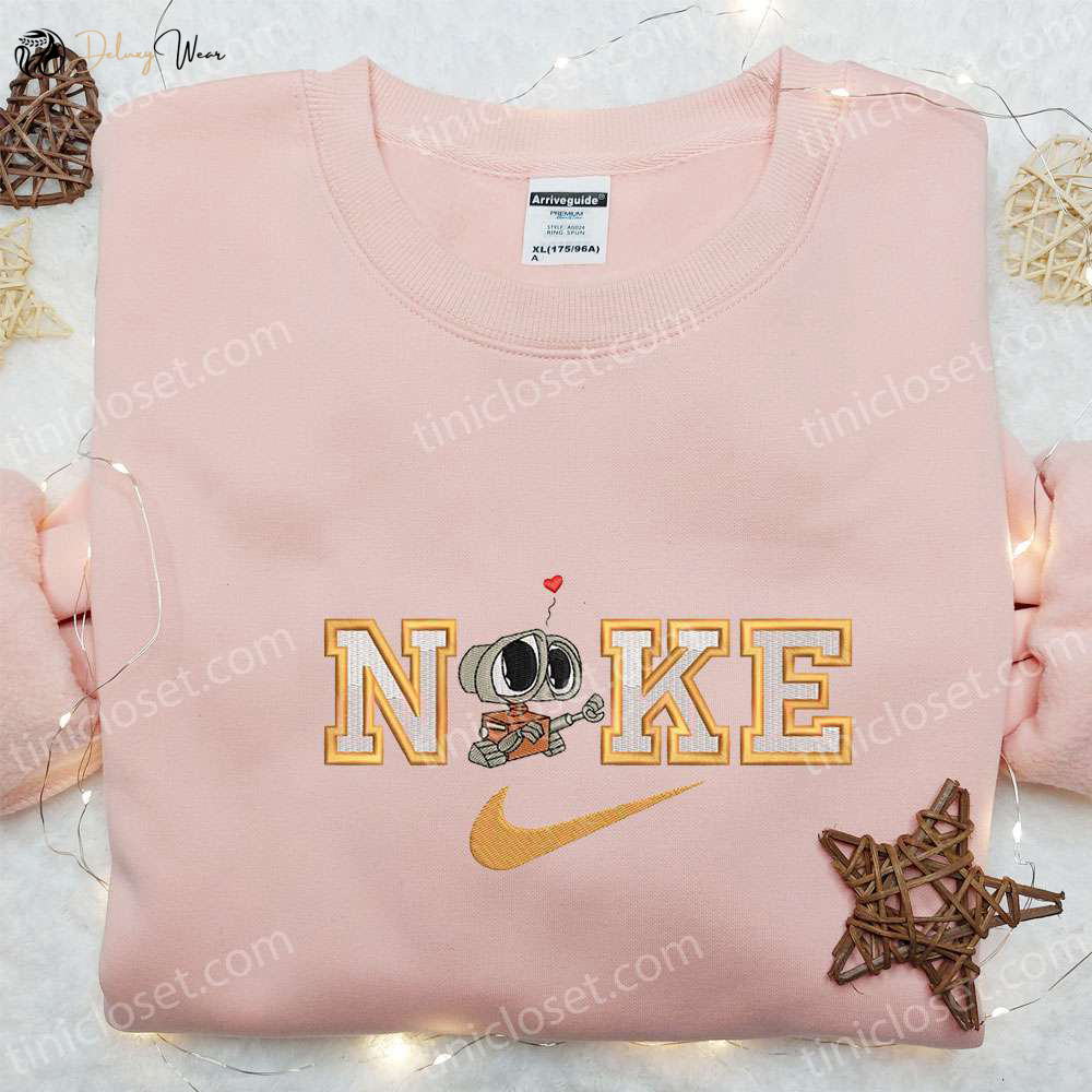 Wall-E x Swoosh Cartoon Hoodie: Disney Characters Embroidered Shirt Best Family Gift Ideas