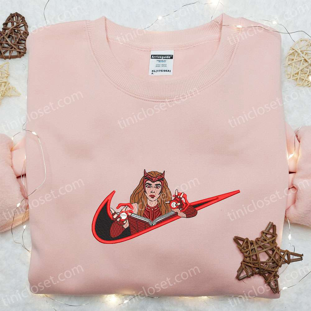 Wanda Maximoff x Swoosh Embroidered Sweatshirt: Marvel Universe Hoodie Perfect Birthday Gift