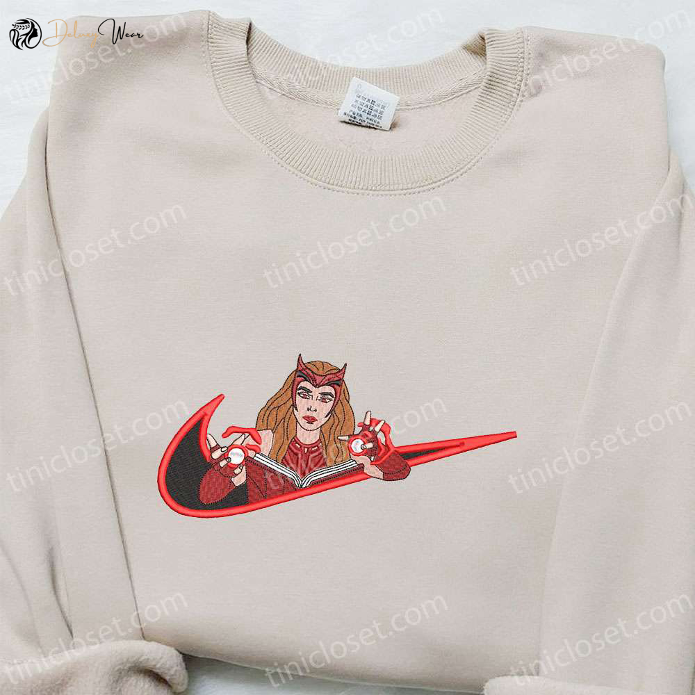 Wanda Maximoff x Swoosh Embroidered Sweatshirt: Marvel Universe Hoodie Perfect Birthday Gift