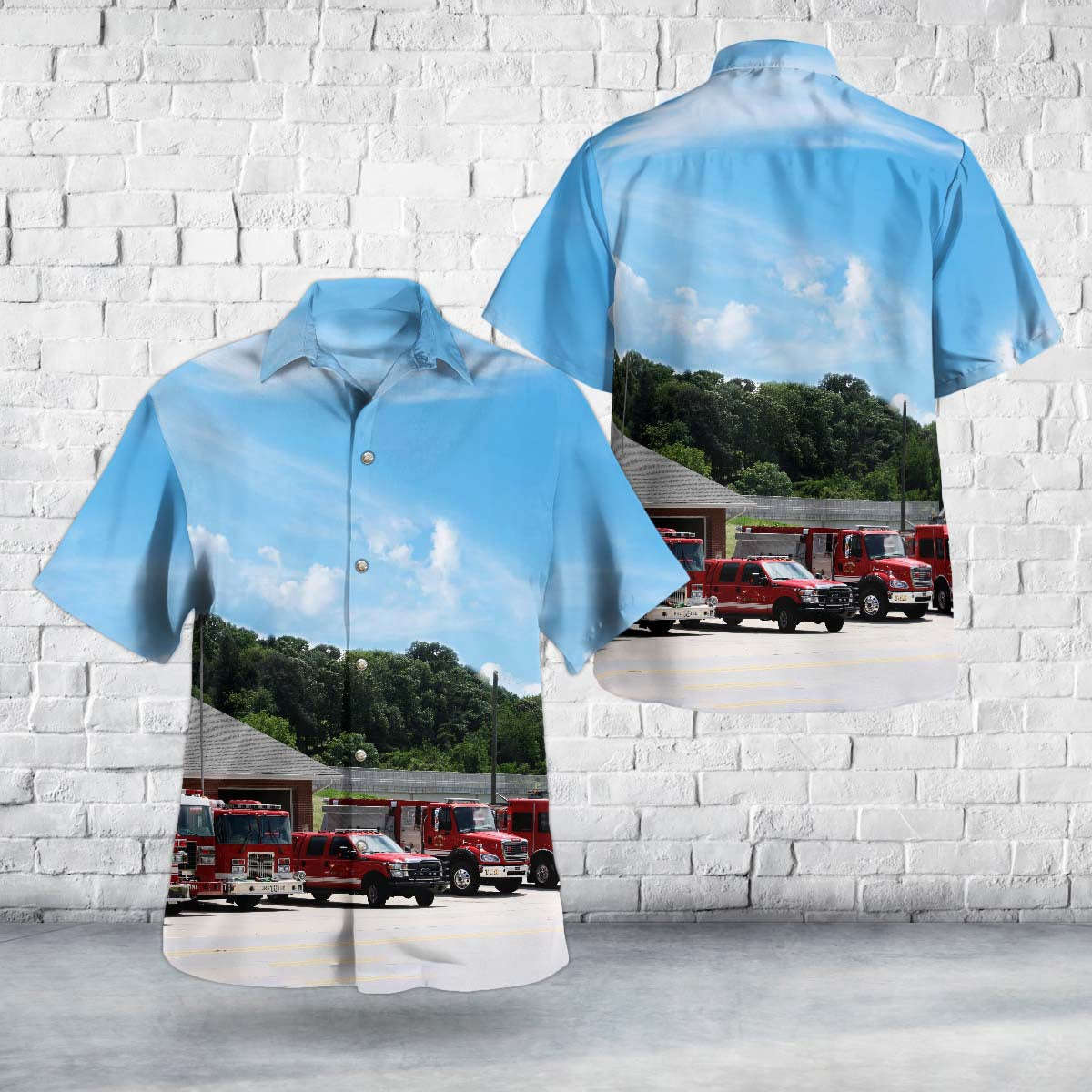 Waynesville, North Carolina, Junaluska Fire Department Hawaiian Shirt Gift for Men Dad Father Gift for Men Dad Father