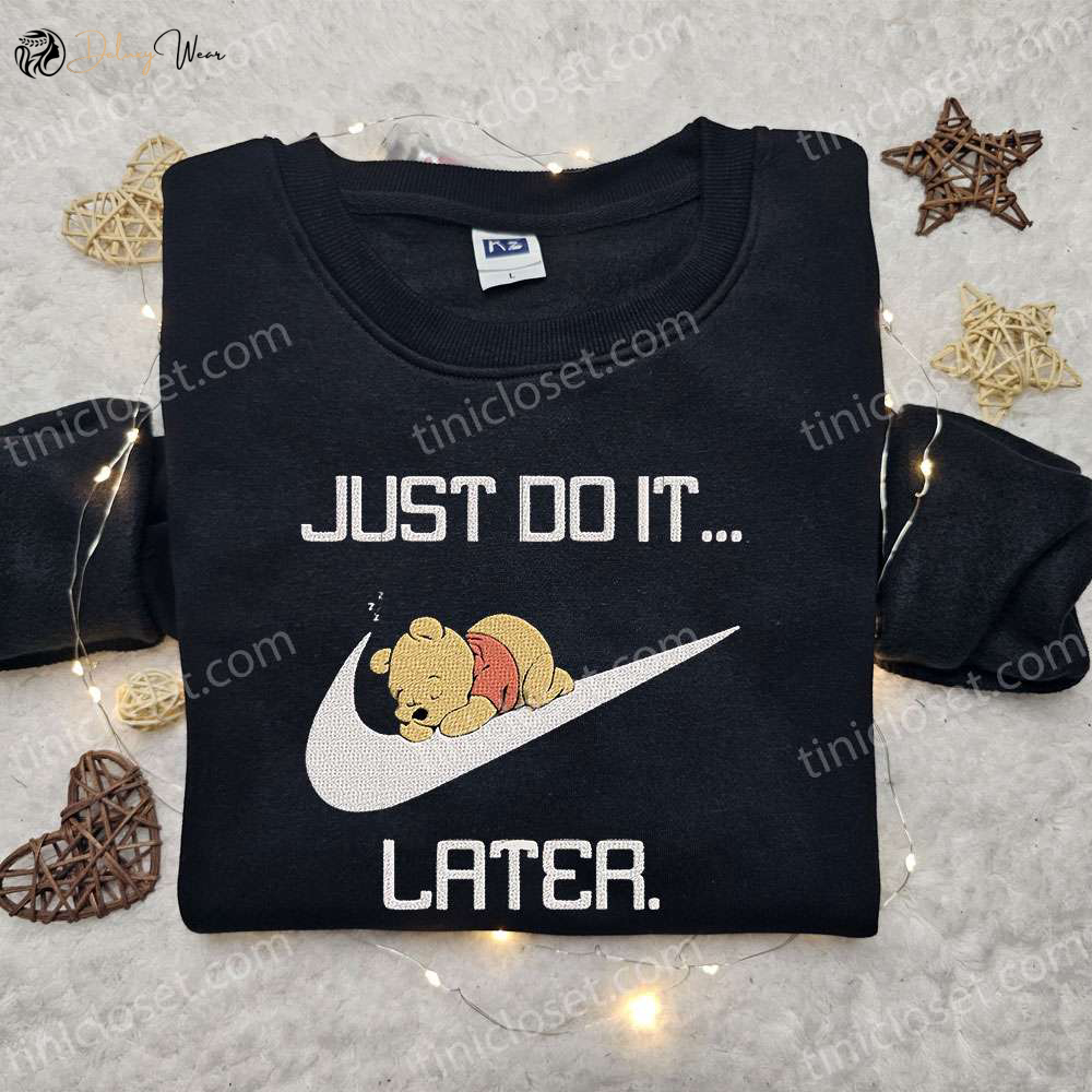 Winnie the Pooh Sleep x Nike Embroidered Sweatshirt: Disney Characters Shirt Perfect Family Gift