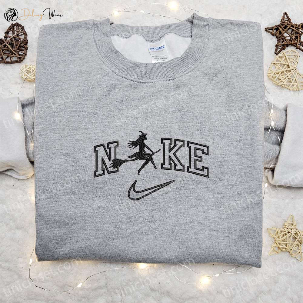 Spooky Nike Witch Halloween Embroidered Hoodie & Shirt: Best Family Gift Ideas