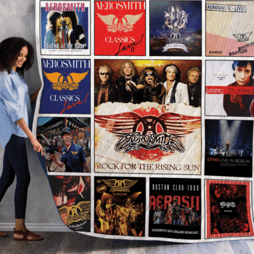 Rock out with Aerosmith Live Albums Quilt Blanket – Cozy and Stylish Merchandise for True Fans!