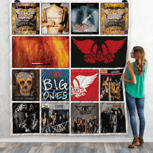 Rock out in style with Aerosmith Compilations Albums Quilt Blanket – Perfect for Music Lovers!
