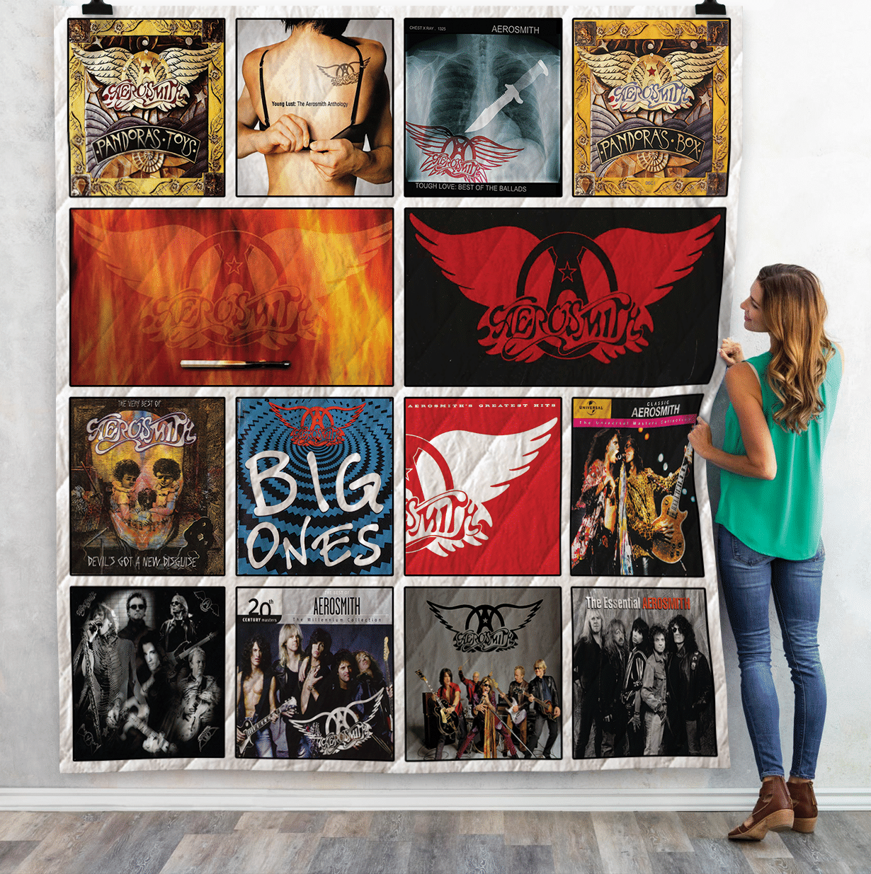 Rock out in style with Aerosmith Compilations Albums Quilt Blanket – Perfect for Music Lovers! Rock out in style with Aerosmith Compilations Albums Quilt Blanket – Perfect for Music Lovers!