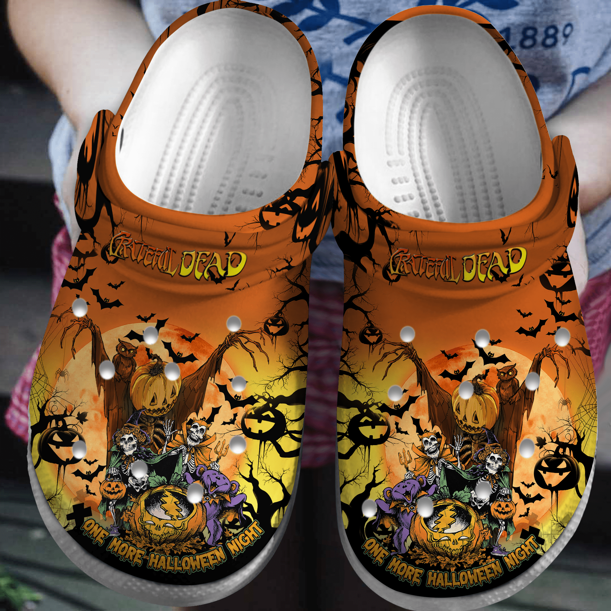Grateful  Dead Spooky Halloween Clogs For Kids And Adults
