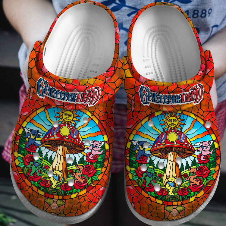 Colorful Design Grateful Dead Bears Music Clogs