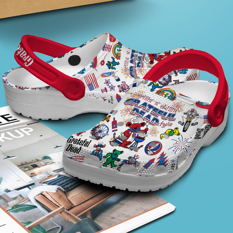 Happy 4TH Of July Grateful Dead Music Band Clogs Happy 4TH Of July Grateful Dead Music Band Clogs