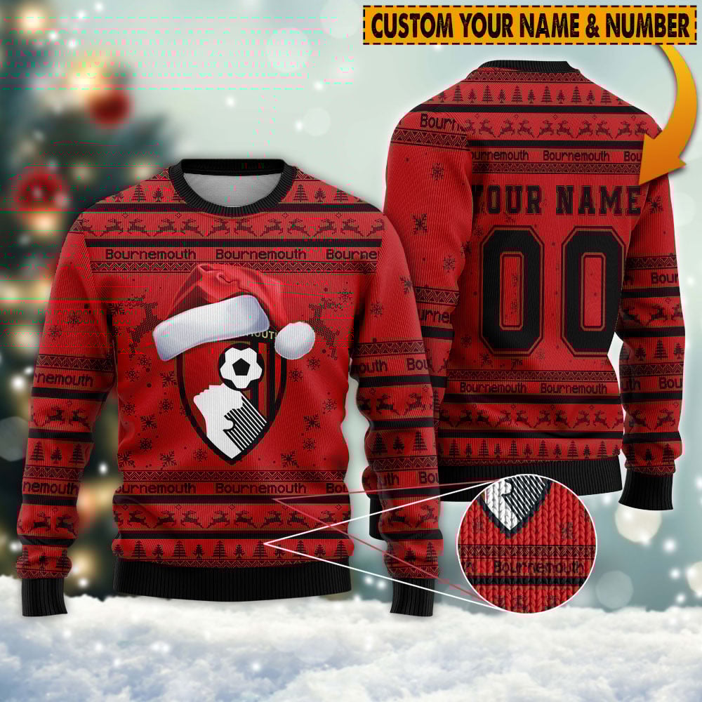 Personalized Bournemouth 3D Ugly Sweater Gift – Gift for Men Women Christmas Day