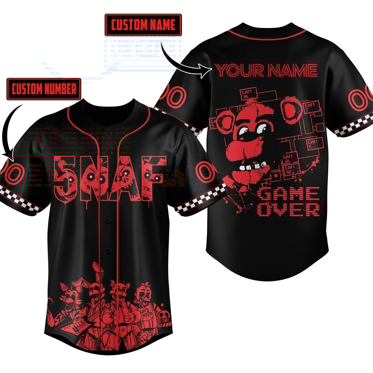 Five Nights at Freddy Baseball Jersey For Men Women And Kids Gift