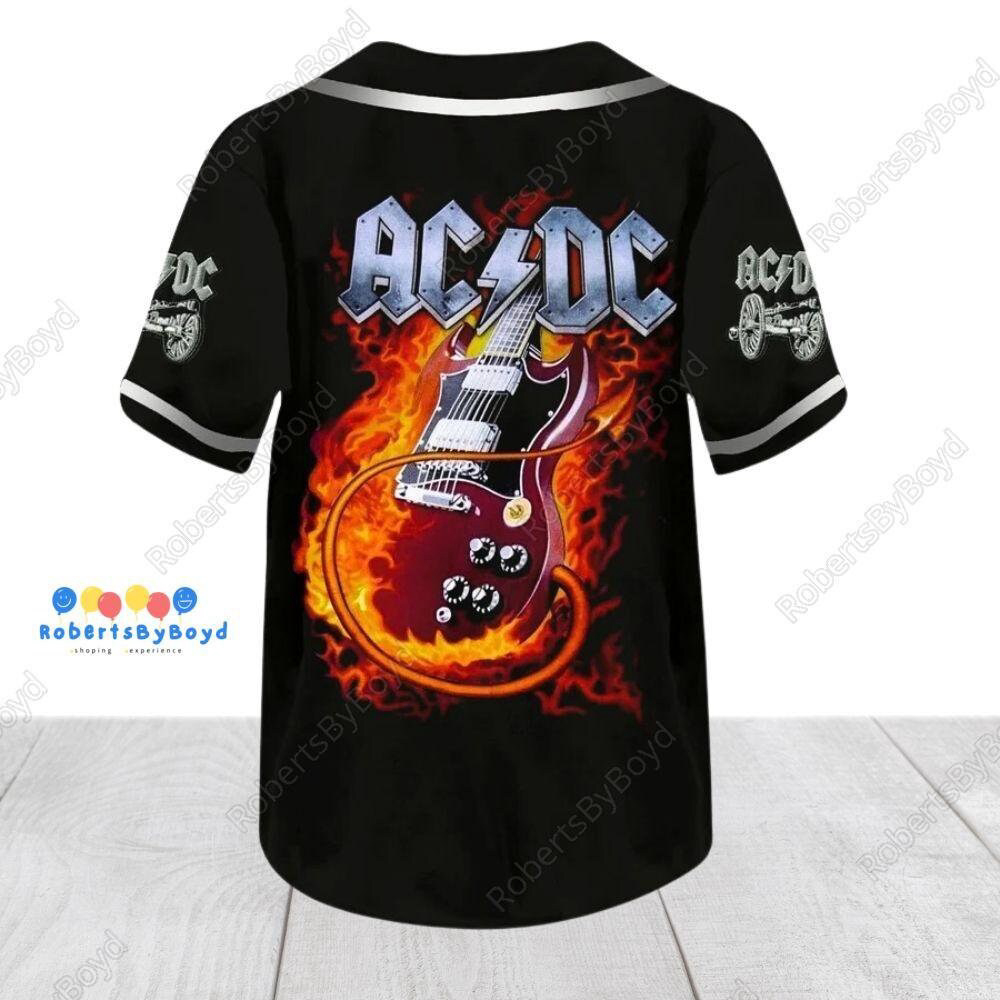 ACDC Electric Guitar Baseball Jersey – Rock Band Shirt for ACDC Fans & Rock Lovers