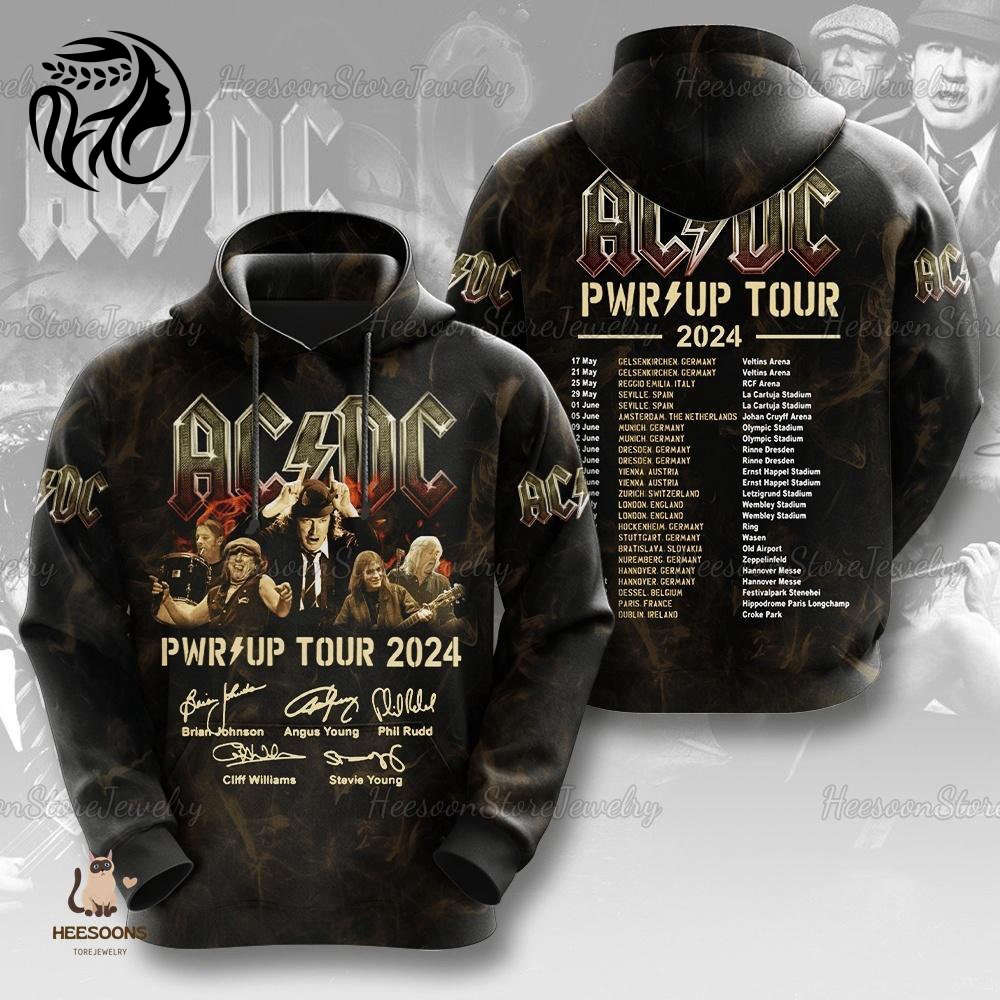 Official AC DC PWR UP Tour Hoodie 2024: Concert Band Merch Unisex Aesthetic Hoodies