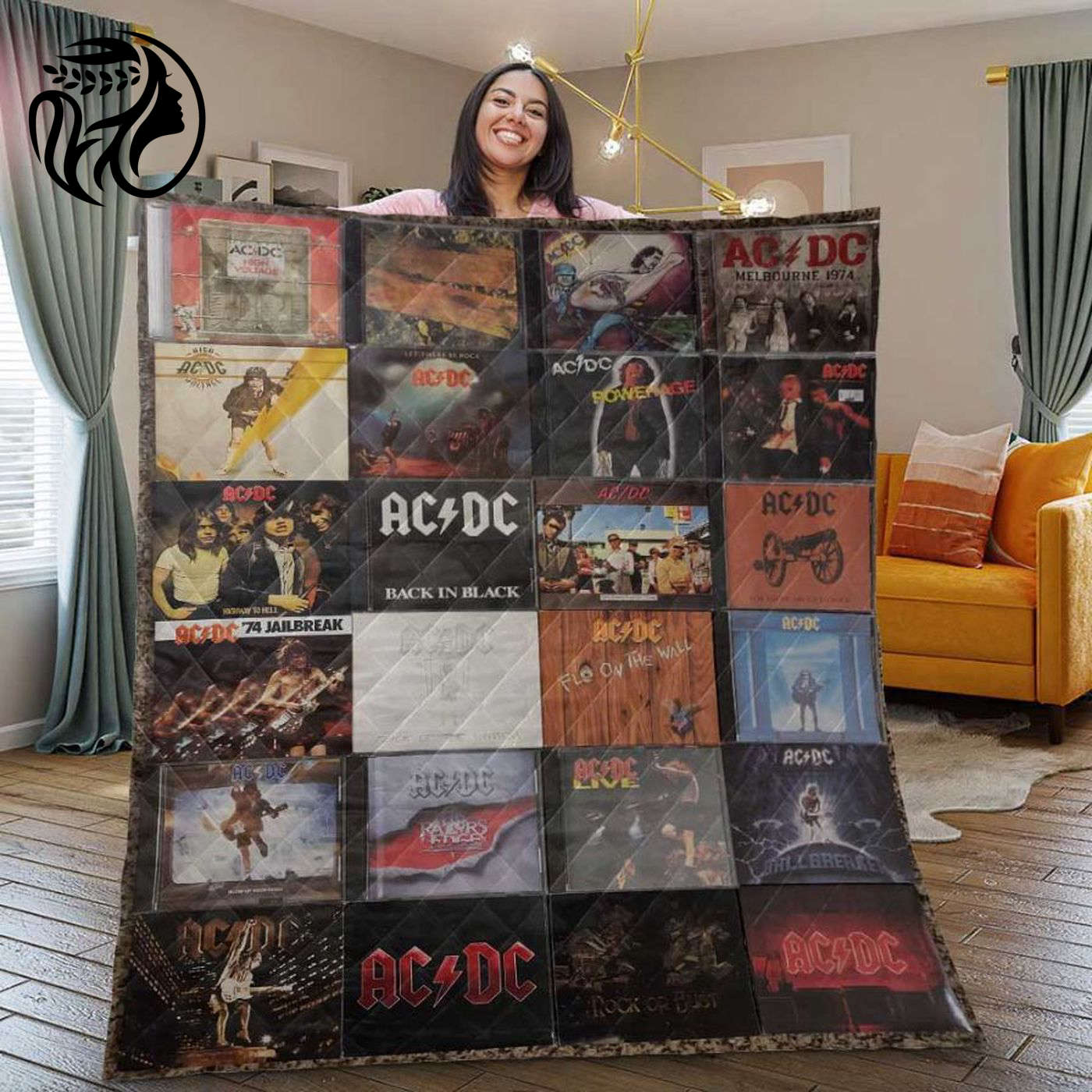 Acdc Quilt Blanket – Perfect Gift for Music Lovers! Band Album Collage Design Ideal for Acdc Fans & Celebrities – Limited Stock