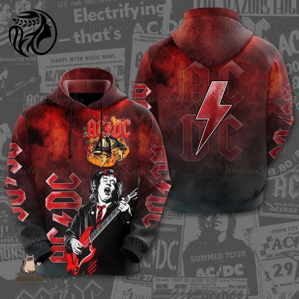 ACDC Tour Hoodie Pwr Up 3D Power Up Rock Band Merch & Aesthetic Designs