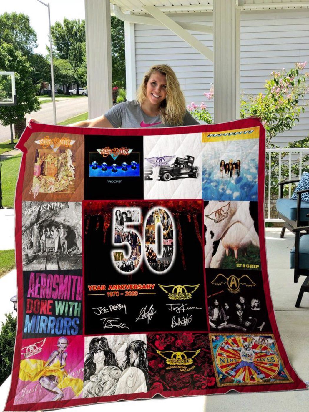 Aerosmith 50 Years: 1970-2020 Fan Quilt Blanket – Celebrate the Iconic Band with this Limited Edition Keepsake! Aerosmith 50 Years: 1970-2020 Fan Quilt Blanket – Celebrate the Iconic Band with this Limited Edition Keepsake!