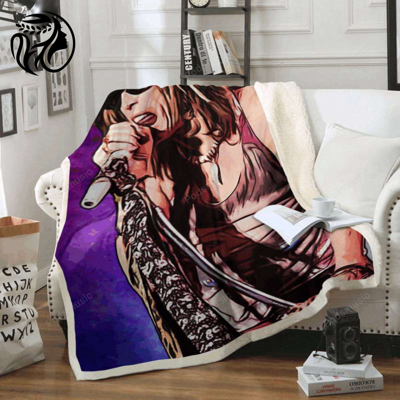 Rock Out in Style with Aerosmith - Music Art Sherpa Fleece Blanket