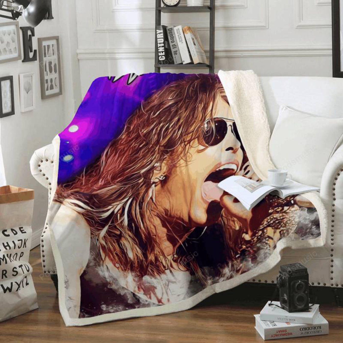 Aerosmith Steven Tyler Sherpa Fleece Blanket: Music Art For Fans