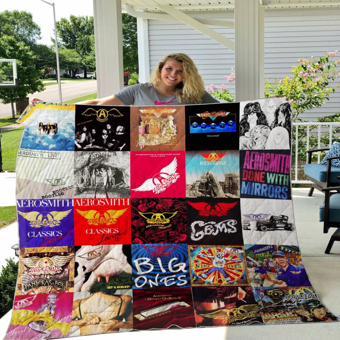 Aerosmith Style 2 Album Covers Quilt Blanket: Rock Your Décor with Iconic Music Art!