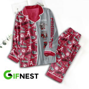 Alabama Crimson Tide Football Button Down Pajamas Set – Gift for Women – Christmas Gift