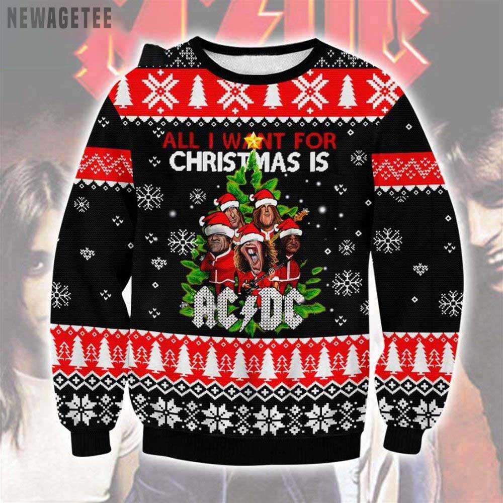 Get Festive with the AC DC Ugly Christmas Sweater Knitted Sweater – Perfect Christmas Gift!