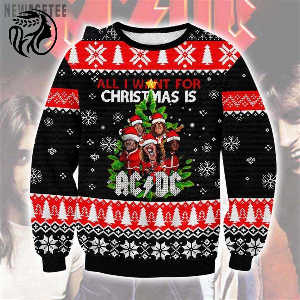 Get Festive with the AC DC Ugly Christmas Sweater Knitted Sweater – Perfect Christmas Gift!